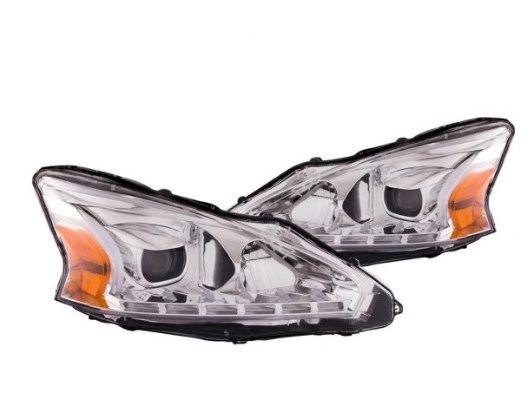 Picture of Anzo ANZ121501 Chrome DRL Bar Projector Headlights with Parking LEDs for 2013-2014 Nissan Altima