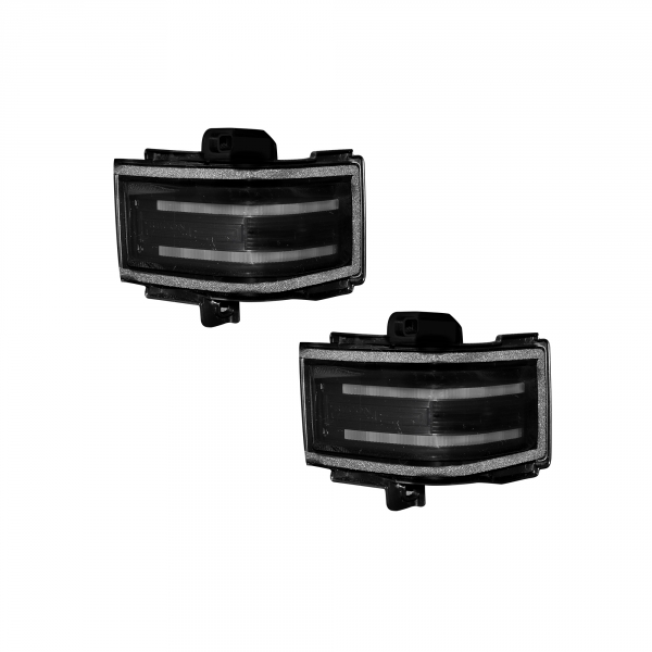 Side Mirror Lenses with White LED Running Lights & Amber Flashing LED Turn Signals Spot Lights for 2017-C F250, F350 & F450 Super Duty - 2 Piece