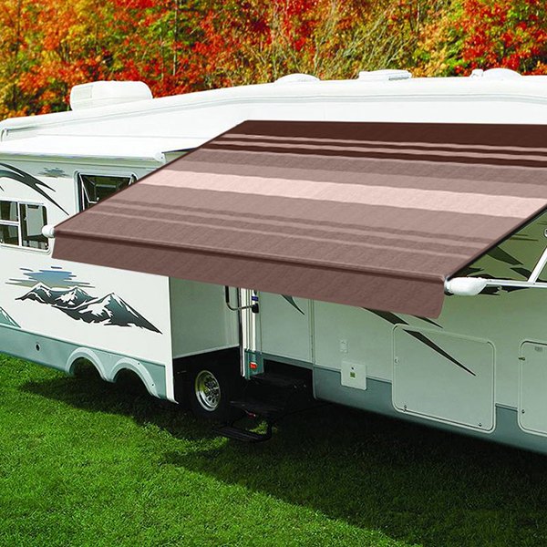 CCOQJ188A00 18 ft. Dune Stripe Sierra Brown Spring Vinyl Roller Assembly, White