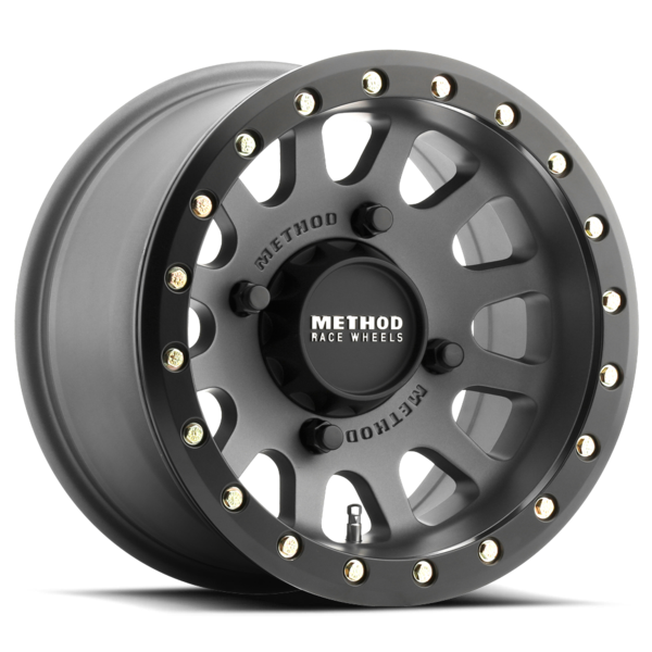 15 x 7 in. 4 Plus 3 & Plus 13 mm Offset 4 x 15 in. MR401 UTV Beadlock Wheel - Titanium with Matte Black Ring & BH-H