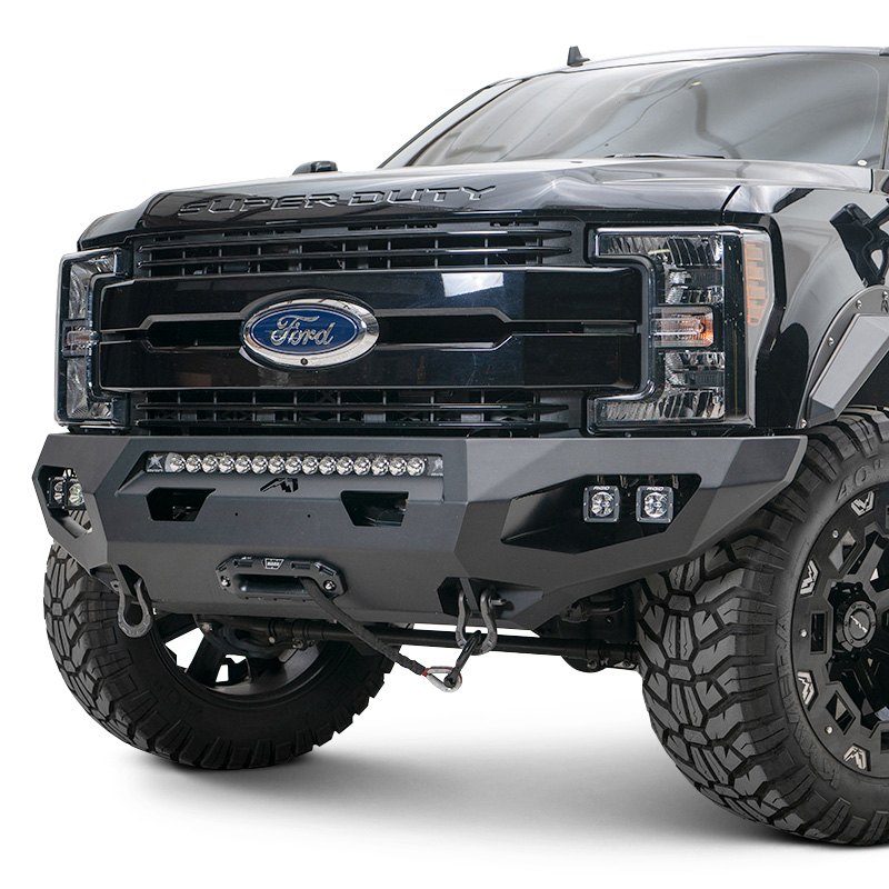 Matrix Full Width Black Powder Coat Front Winch HD Bumper for 2017-2019 Ford SD