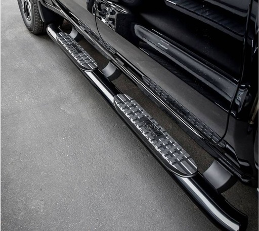 4 in. Pro Traxx Cab Length Black Oval Tube Step Bars for 2019-2019 Chevy Silverado