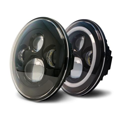 DVEHL7JK-02 LED Projector Headlights with Angel Eyes for 2007-2018 Jeep Wrangler Jk