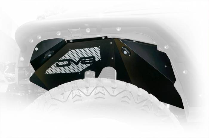 DVEINFEND-01FBRL Aluminum Inner Fender Front Black with Rock Lights for 2007-2018 Jeep Wrangler JK