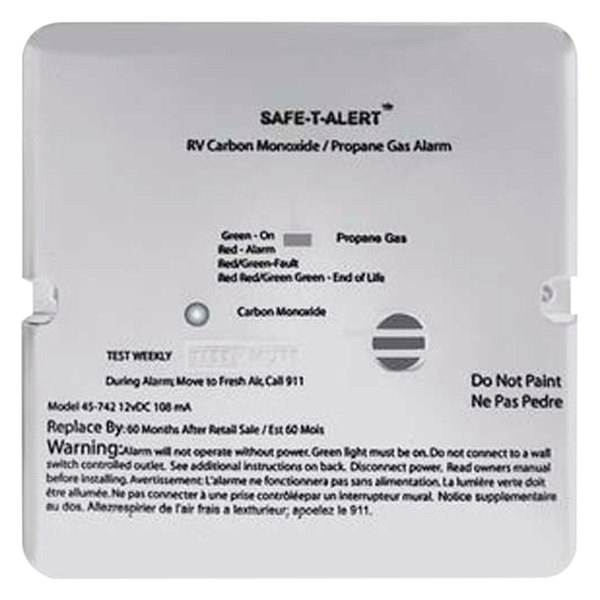 12 VDC 45 Series White Carbon Monoxide & Propane Alarm Hard Wire