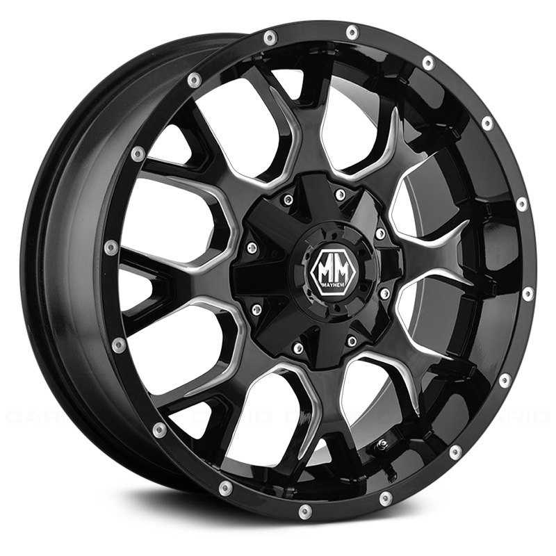 MAY8015-7952M18 Warrior Bolt Pattern 5.71 BS 18 Offset Wheel with Milled Spokes, Black - 17 x 9 in. , 5 x 127 mm & 5 x 139.7 mm