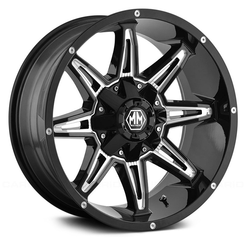 MAY8090-7952M Rampage Bolt Pattern 4.53 BS -12 Offset Wheel with Milled Spokes, Black - 17 x 9 in. , 5 x 127 mm & 5 x 139.7 mm