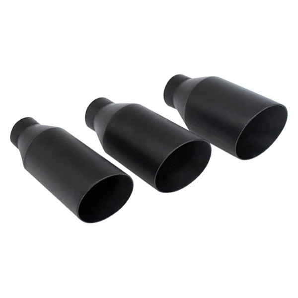 DTEDT-24113CBK Powder Coated Series Closed Outer Casing Round Angle Cut Weld-On Double-Wall Exhaust Tip, Black - 2.25 x 4 x 8 in.