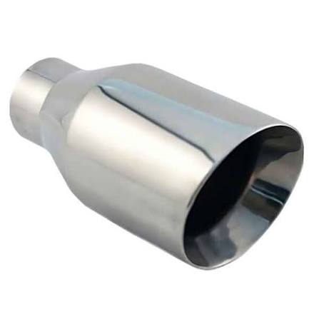 DTEDT-24113C Hi-Polished Series Stainless Steel Closed Outer Casing Oval Straight Cut Double-Wall Exhaust Tip - 2.25 x 4 x 8 in.