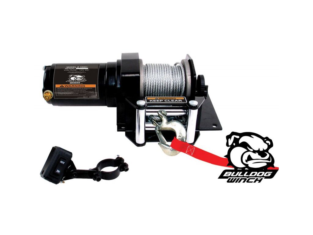 BDG15001 Atv Electric Winch with Mini-Rocker Switch, Mounting Channel & Roller Fairlead - 2000 lbs