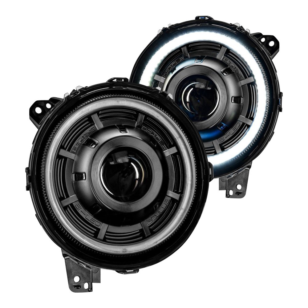 18-C Round Black Oculus Halo Projector Bi-LED Headlights - 7 in.