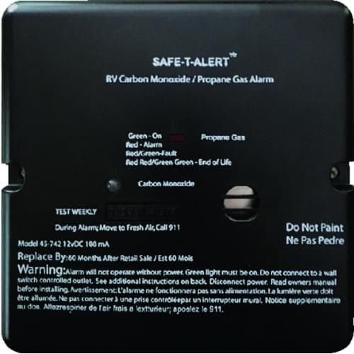 Combination Carbon Monoxide & Propane Alarm-Black Flush Mount 12 VDC Hard Wire