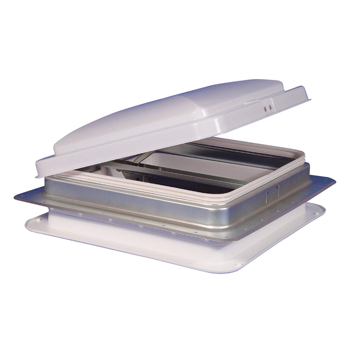 HNG71111A-C1G1 14 x 14 in. Universal Vent White Lid, Galavanized Collar with White Garnish, Retail Box