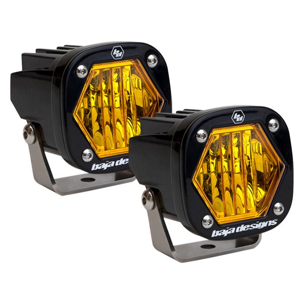 Picture of Baja Designs BAJ387815 S1 Amber Wide Cornering LED Light with Mounting Bracket Pair