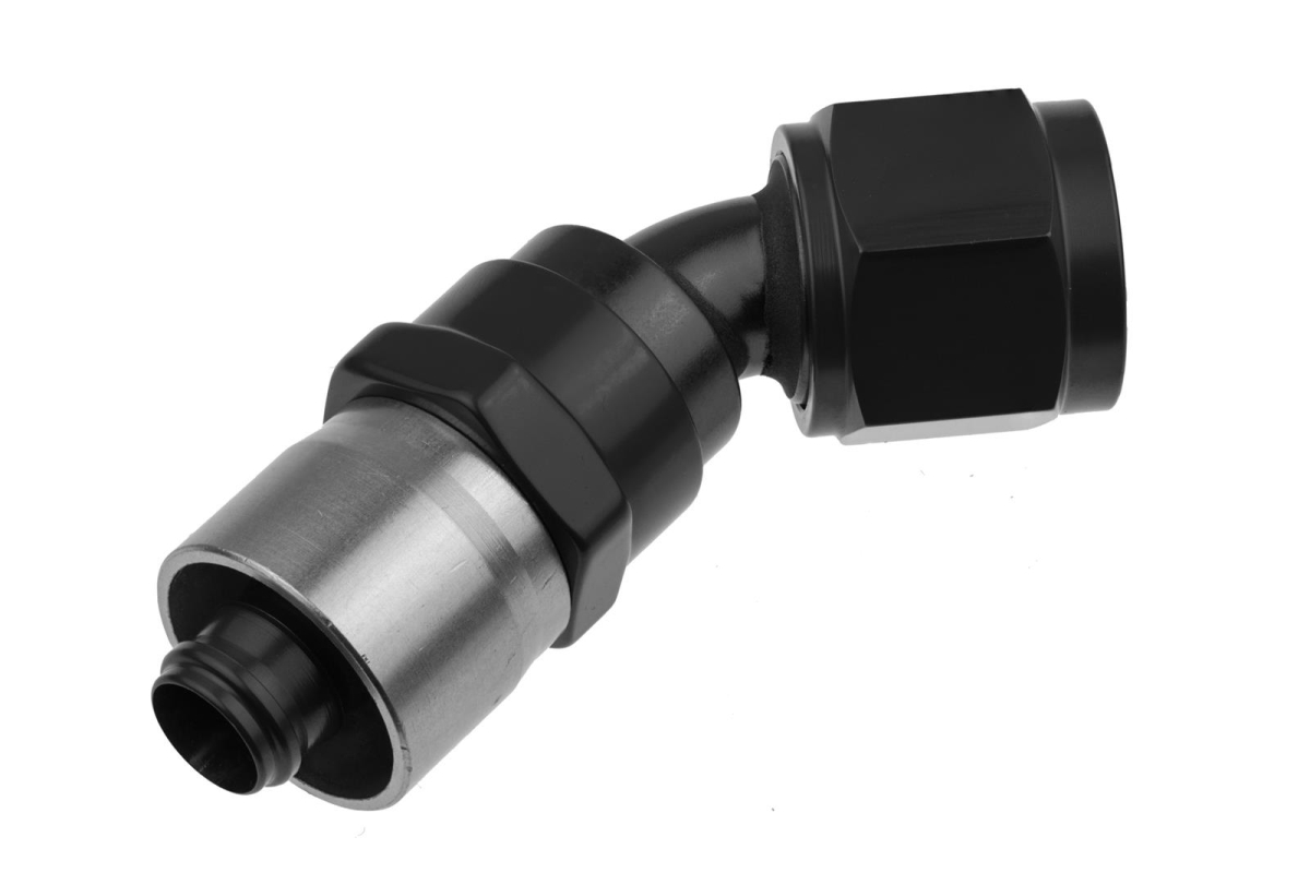 RHP7045-10-2 10 AN 45 deg Straight Crimp Style Hose Ends, Black