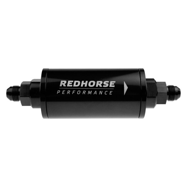 RHP4651-08-2 6 in. Cylindrical In-Line Race Fuel Filter, Black - 8AN