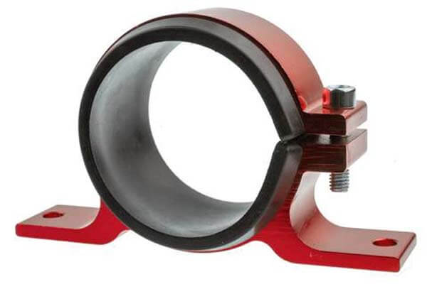 6 in. - 10AN Cylindrical In-Line Race Fuel Filter, Red