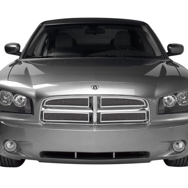 PUT99164 Overlay Chromed Liquid Mesh Main Grille for 2005-2006 Ddoge Charger, 2 Piece