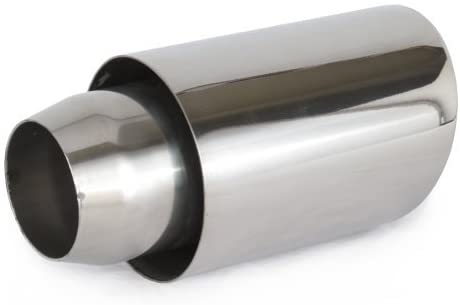 Slanted Double Wall Stainless Steel Exhaust Tip - Silver - 2.25 in. ID x 4.00 in. OD - Durable Finish