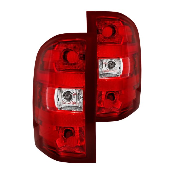 ANZ311303 Factory Style Tail Lights for 2007-2013 Chevy Silverado, Chrome & Red