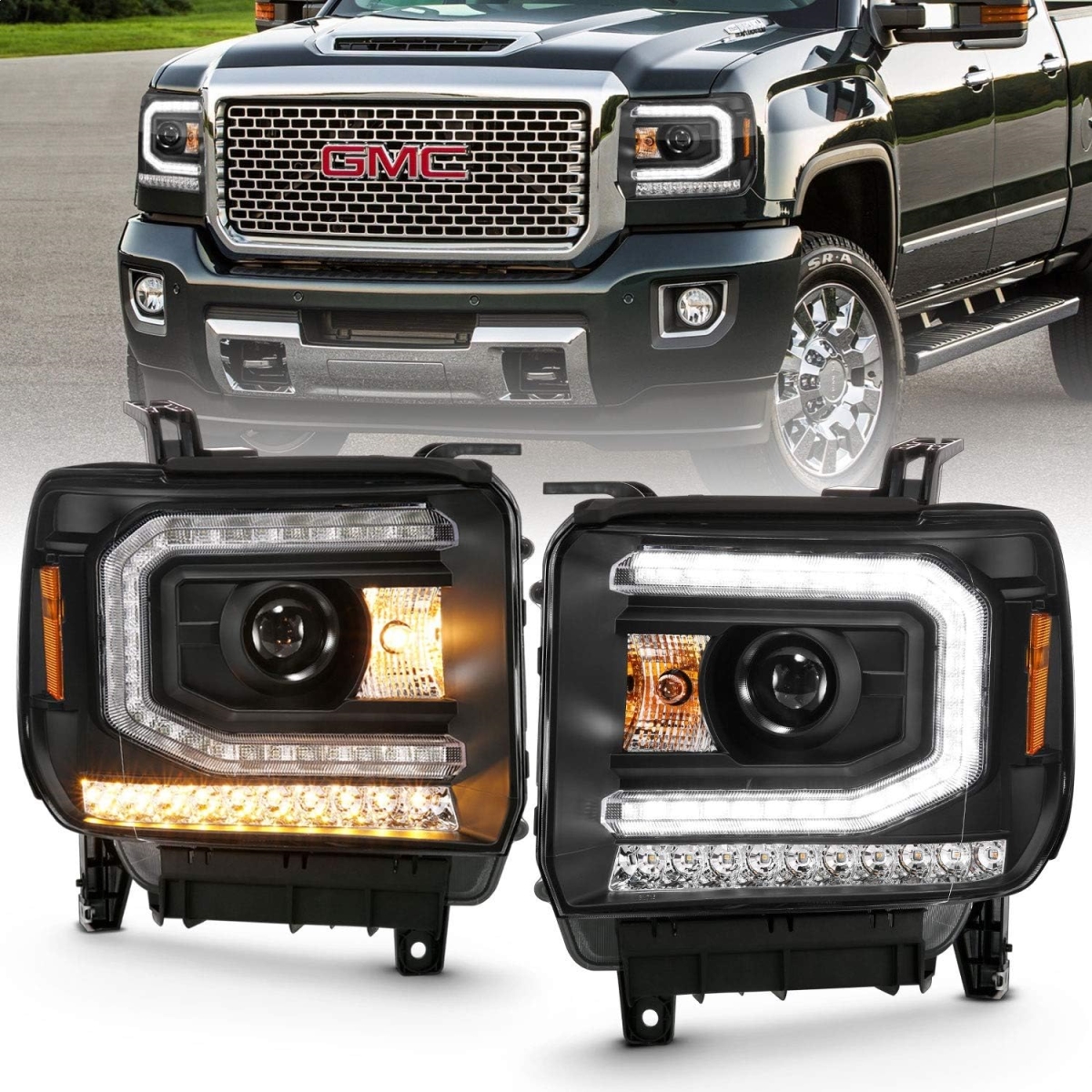 ANZ111485 Factory HID Bulbs Projector Headlights for 2016-2019 Sierra 1500