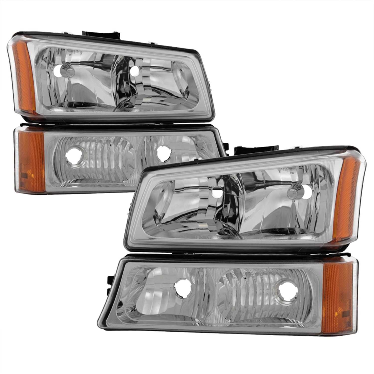XTune Crystal Headlights & Bumper Lights for 2003-2006 Silverado & 2003-2007 Silverado 1500HD