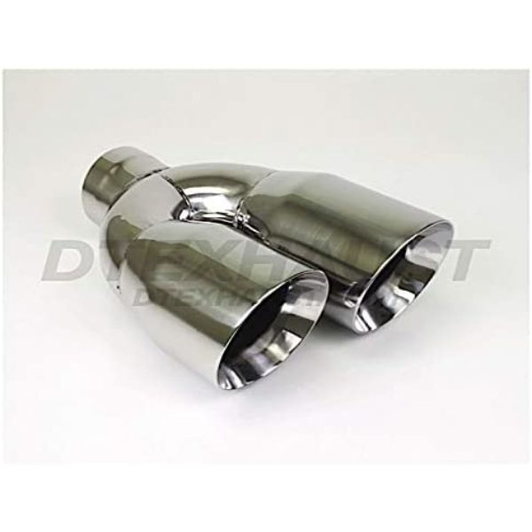 3.00 x 8.25 x 4.00 in. Double Wall Driver Side Staggered Round Angle Cut Dual Exhaust Tip, Black Powder Coated