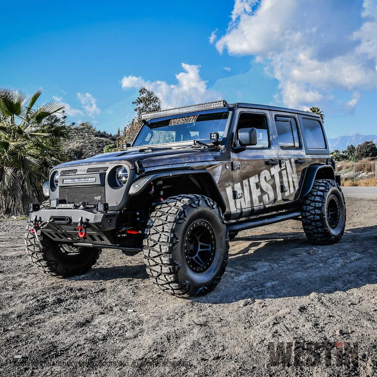 WES23-4065 Textured Black E-series 3 Nerf Step Bars for 2018-C Wrangler JL Unlimited 4 Door