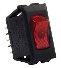 12V On, Off Illuminated Switch, Red & Black