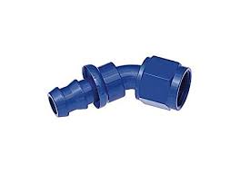 10 AN 45 deg AN & JIC Hose End Push Lock - Blue
