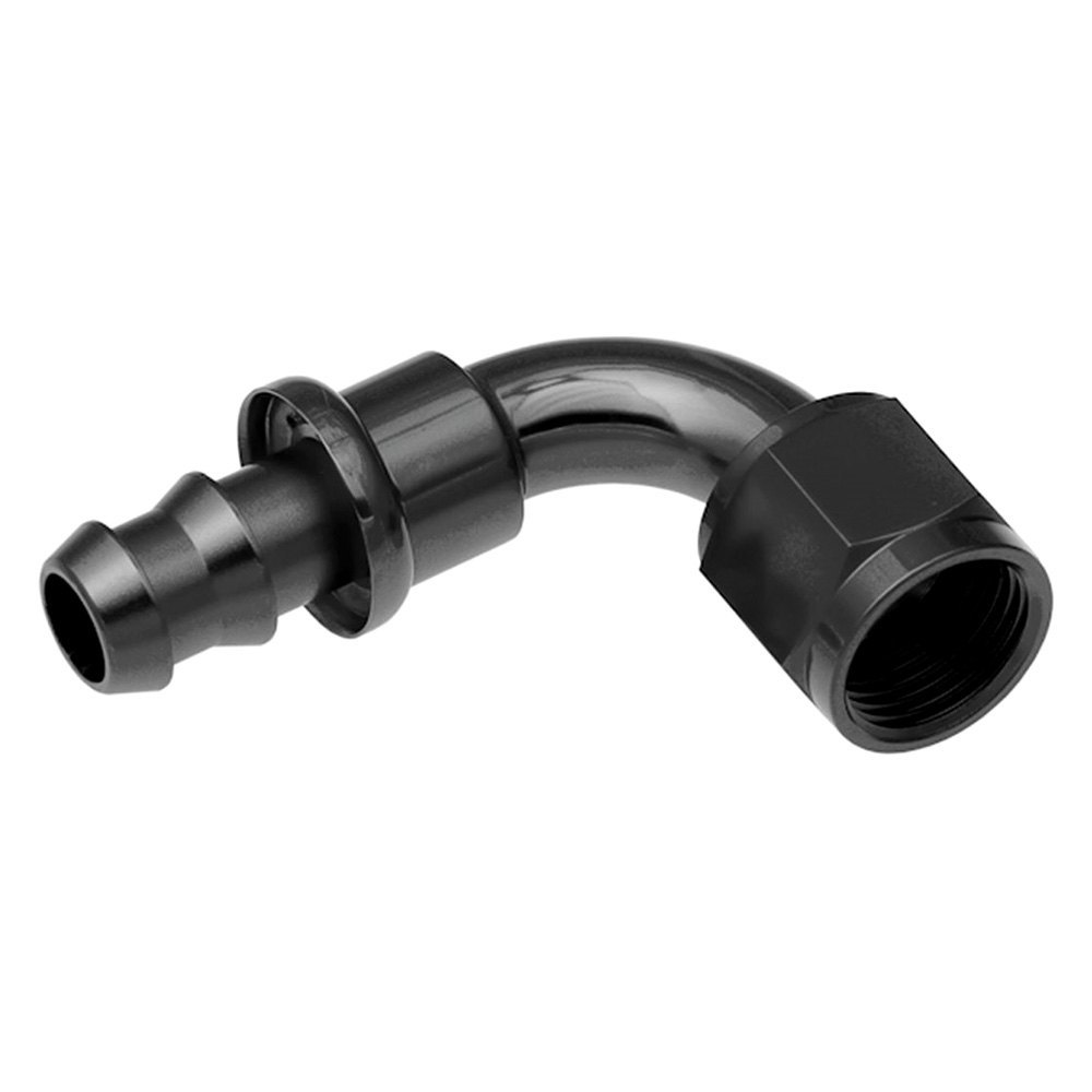 10AN 90 deg AN & JIC Hose End Push Lock - Black