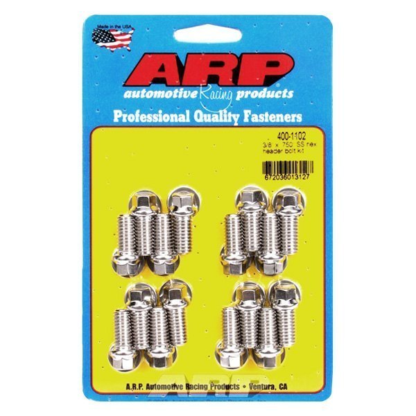 400-1102 0.37 x 0.75 in. Stainless Steel Polished Header Bolt Kit for 1965 Chevy Bel Air