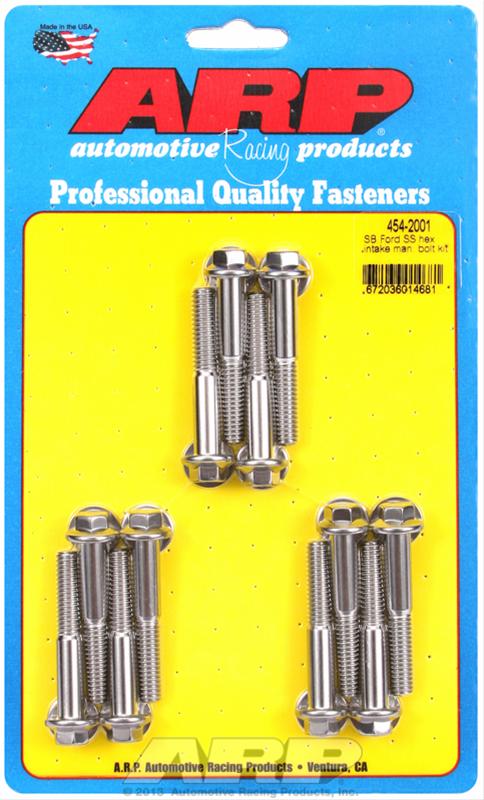 Stainless Steel Polished Hex Intake Manifold Bolt Kit for Small Block Ford