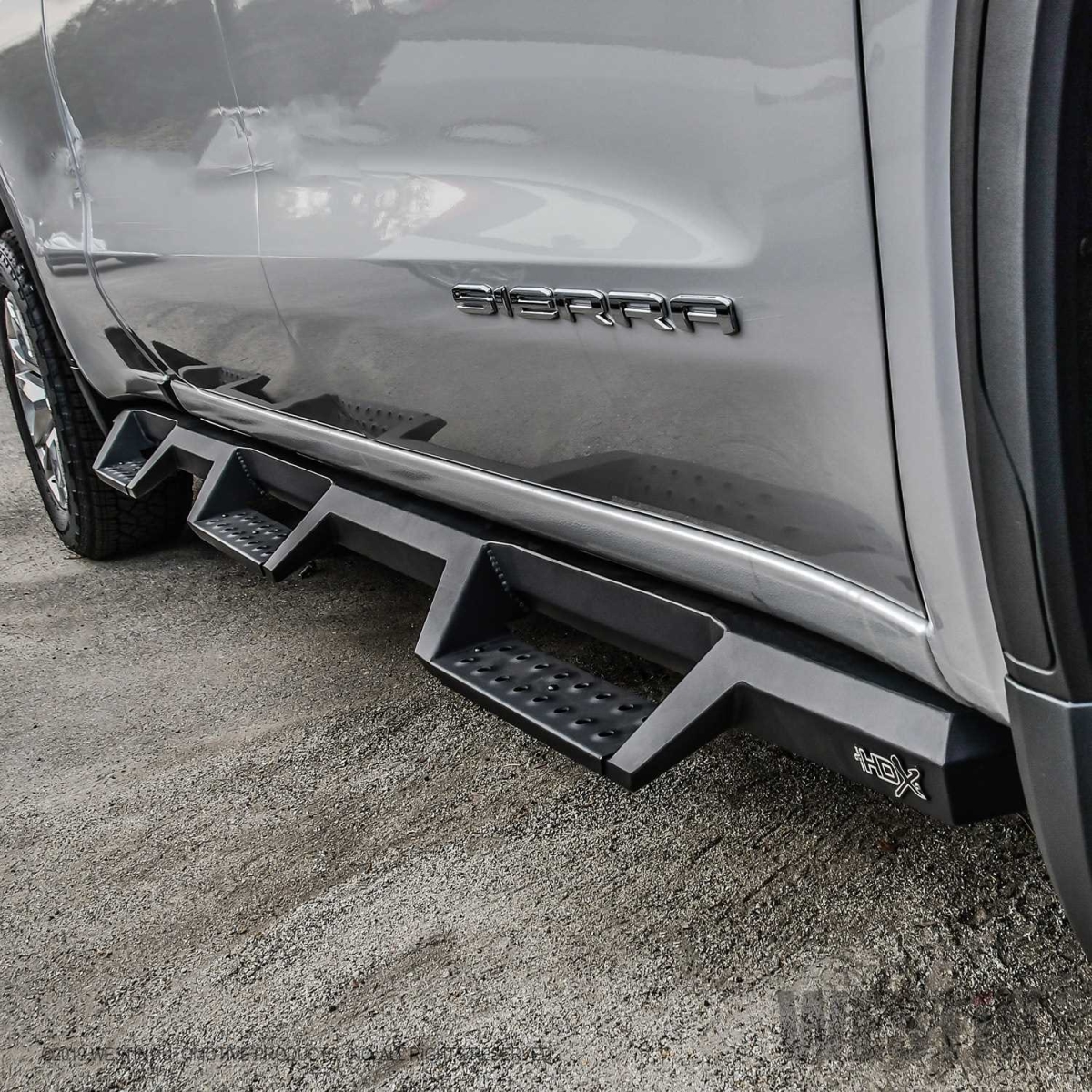 Textured Black HDX Drop W2W Nerf Bars for 2019-C Silverado, Sierra 1500 Crew Cab