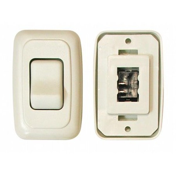 16A Single Contour On & Off Switch with Base & Plate, White