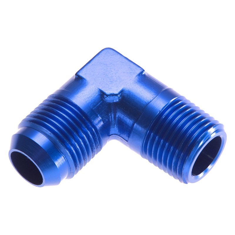 08AN 90 deg Male to 06 NPT Adpater - Blue