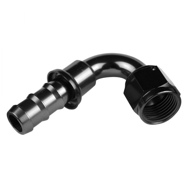 120 deg Series 6 AN to JIC Hose End Push Lock, Black