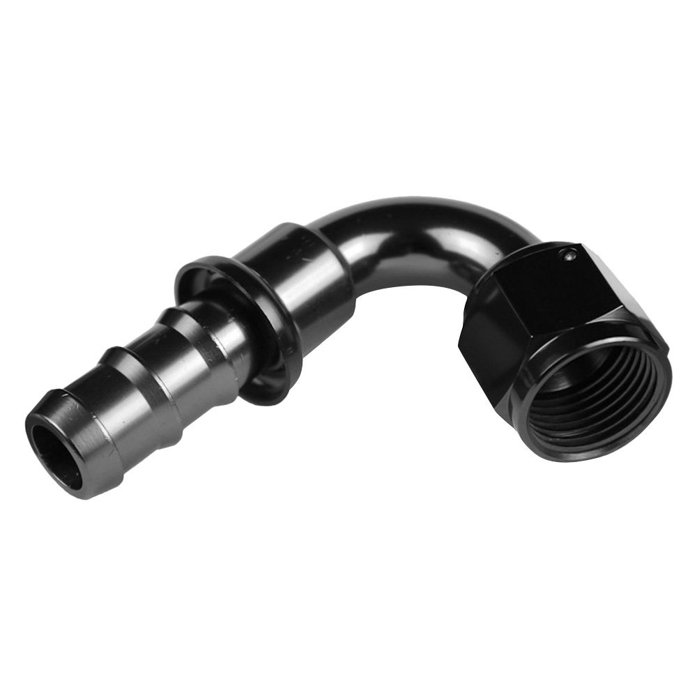 08AN 120° Hose End Push Lock - Black - Lightweight Design