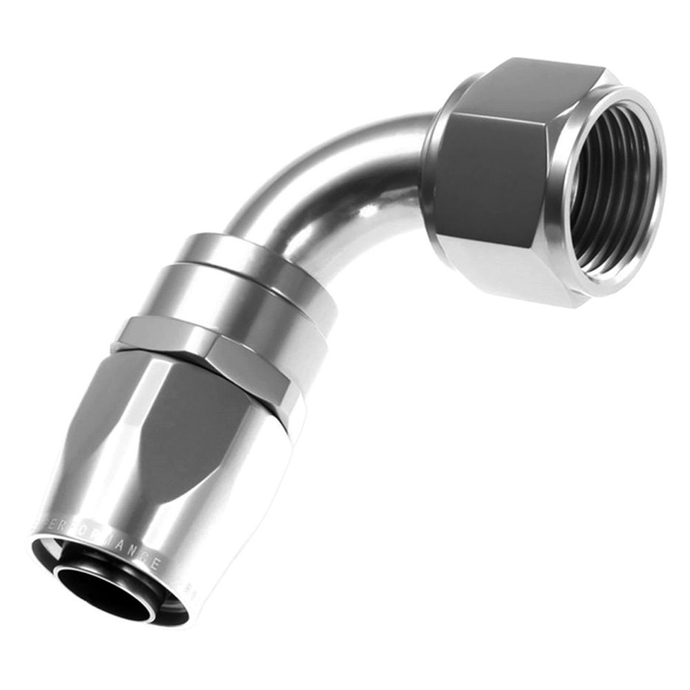 06AN 90 deg Female Aluminum Hose End - Clear