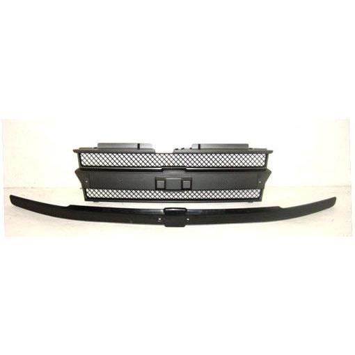 Grille with Molding without Headlamp Washers for 2002-2005 Chevy Trailblazer, Dark Gray & Black