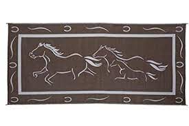 8 x 18 ft. Galloping Horses Mat, Brown & White