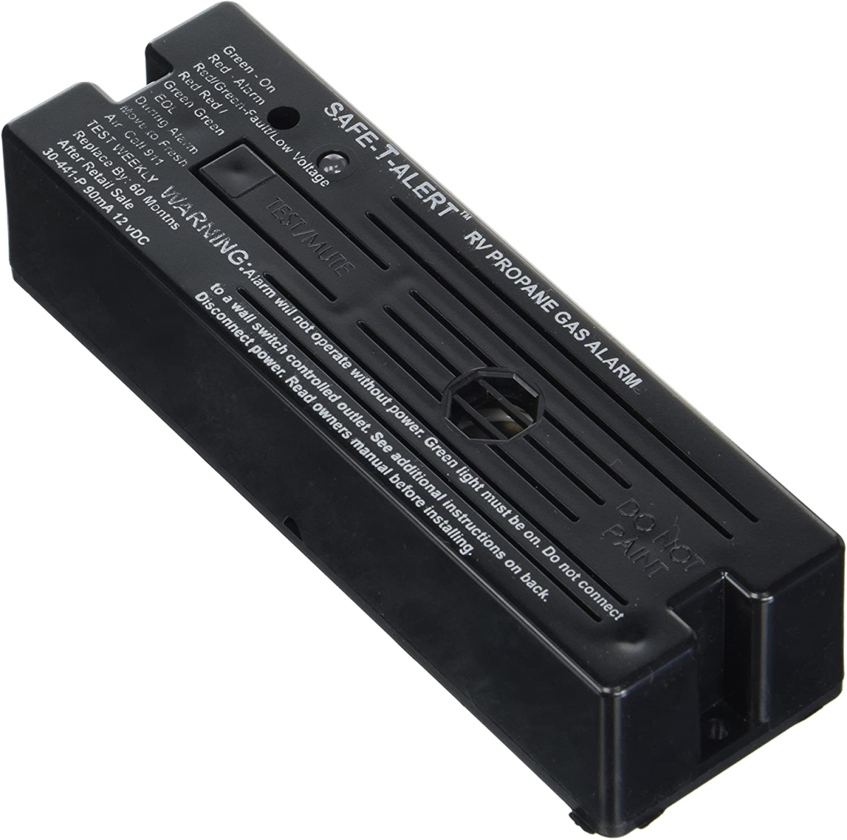 Surface Mount 12V RV Propane Leak Detector, Black