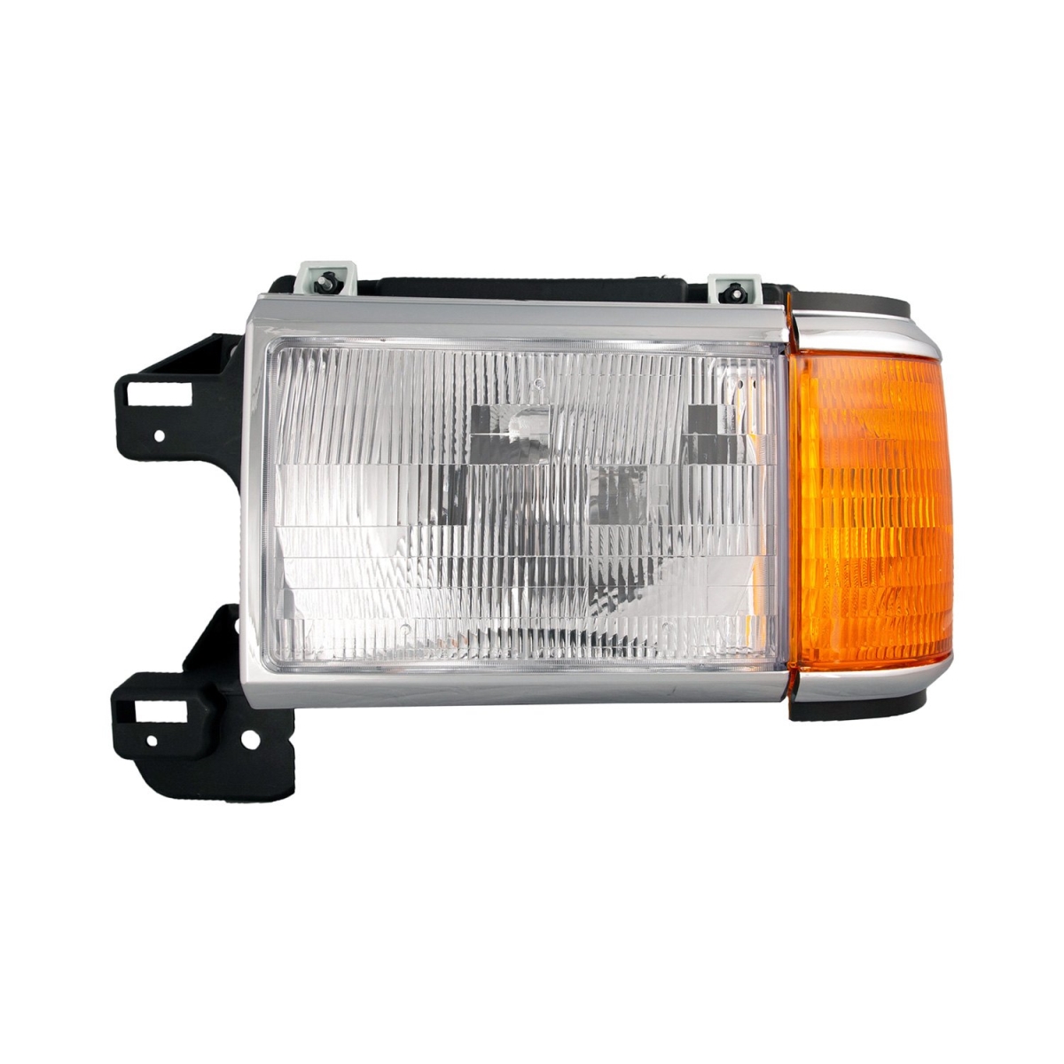 REGFR387-B101L Left Hand Composite Headlamp Assembly with Bright Trim for 1987-1991 Ford Bronco, Black