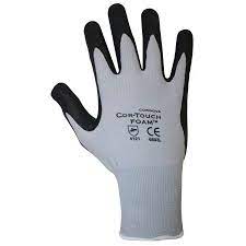 13-gauge Gray Nylon Shell, Black Foam Nitrile Palm Coating Cor-touch Glove - Medium