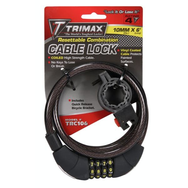 72 in. x 10 mm Medium Security Combination Lock with Quick Release Bracket-Coiled