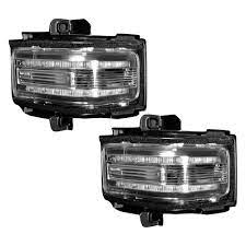 Side Mirror Lenses with White LED Running Lights & Amber Flashing LED Turn Signals for 2017-C F250 F350 F450 SD