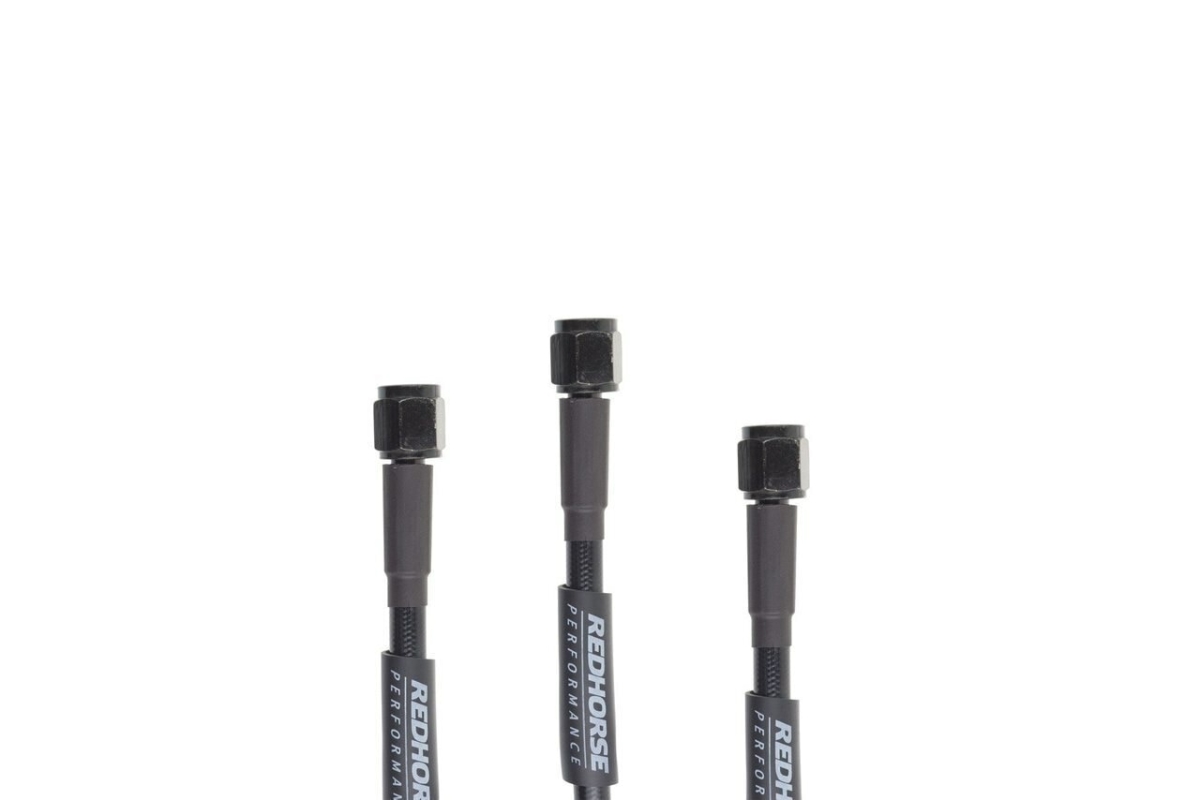 15 in. Straight -4 to Straight -4 Pre-assembled Brake Line, Black