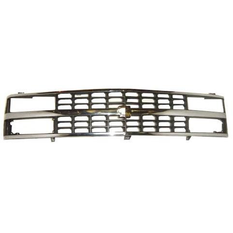 Grille with Dual Seald Beam or Compact Type Headlamp for 1988-1993 C-K Pickup, Chrome & Dark Argent