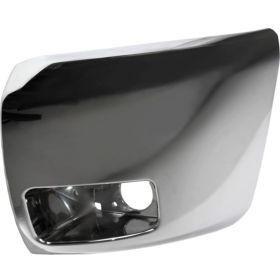 SHE902-90IL Left Hand Front Bumper Extension Outer Face Bar Cap with Fog Lamp Holes for 2007-2013 Silverado 1500, Chrome