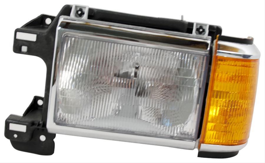 SHE577-151L Left Hand Headlamp Assemblies with Parking Lamp for 1987-1991 Trim Ford & P & U Bronco, Chrome & Black